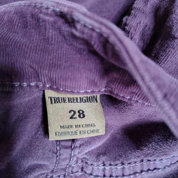 True Religion Halle Stretch Women's Size 28x29 Burgundy Corduroy Jeans - Picture 9 of 12